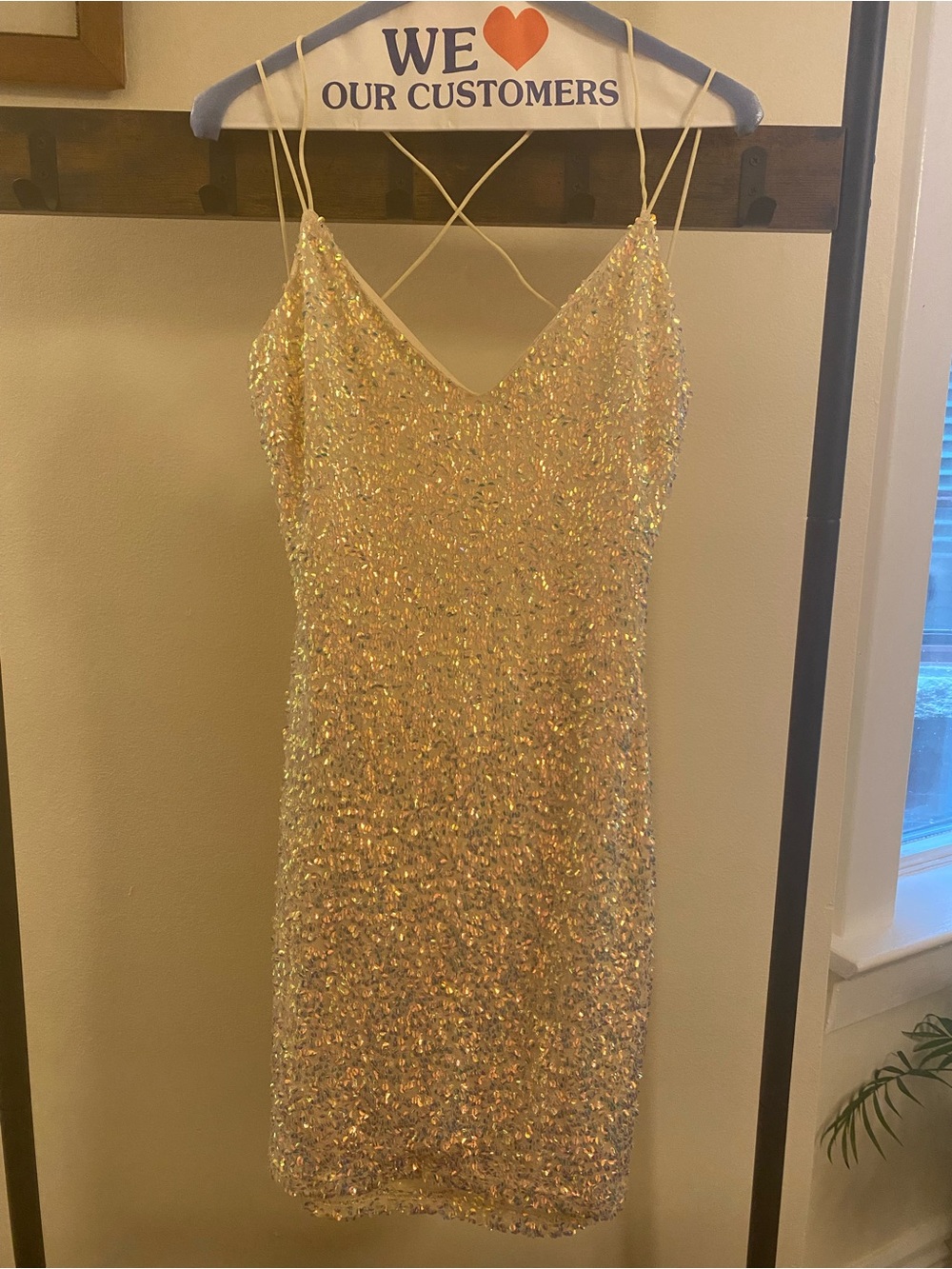 Sparkling Champagne Sequin Slip Dress - Women's
